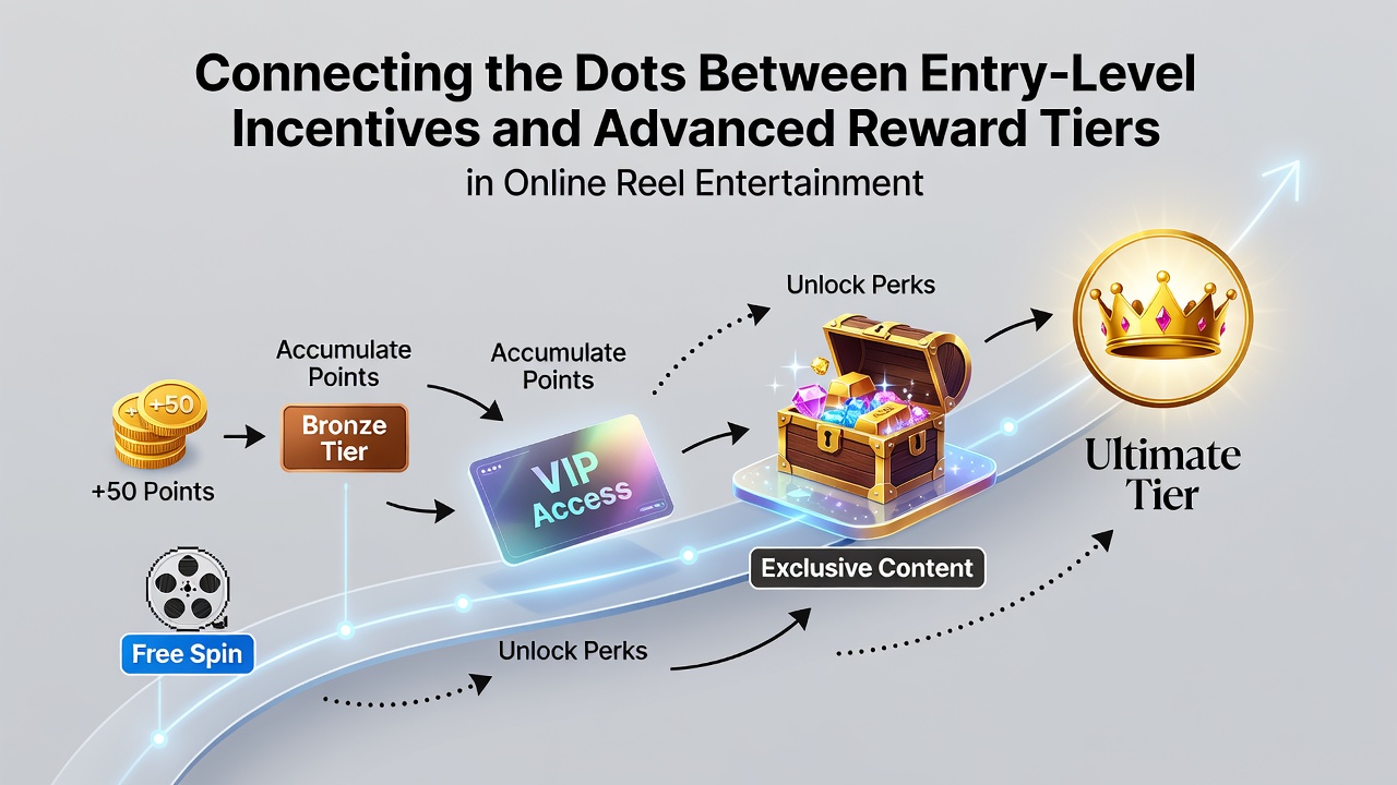 Diagram of slot player journey from welcome bonuses through loyalty levels to VIP benefits