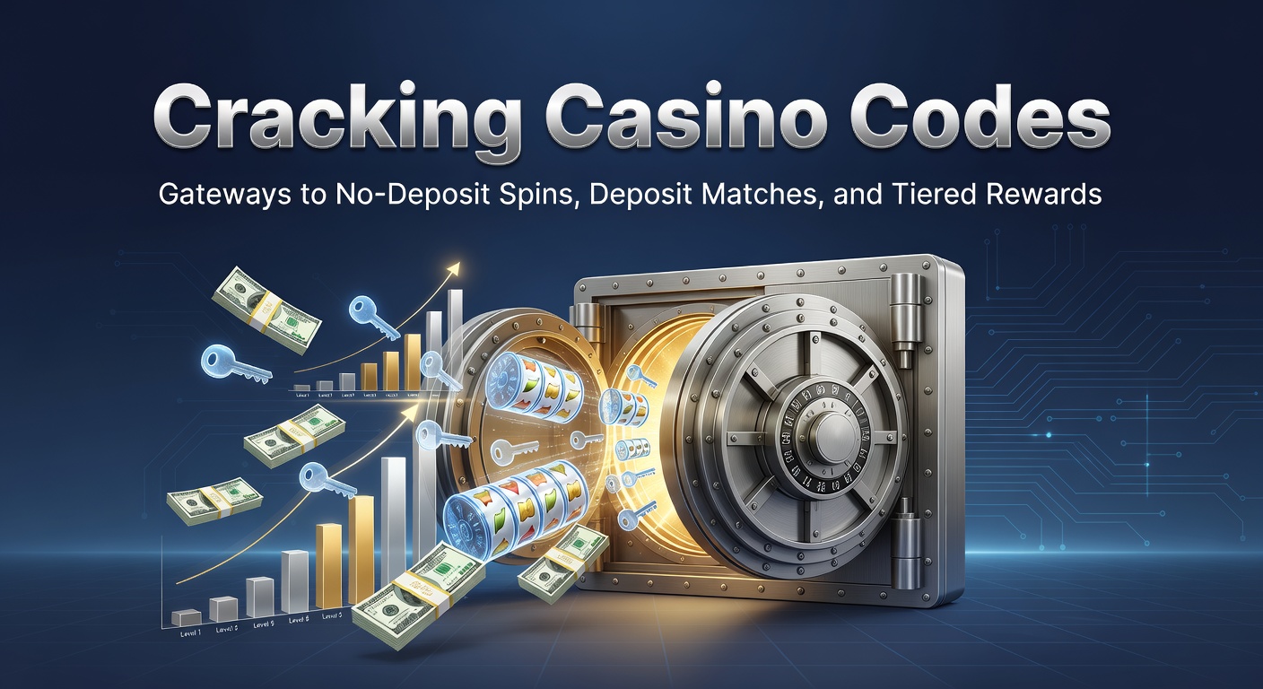 Vibrant digital illustration of locked casino vaults opening with code keys, revealing cascading free spins, gold coins for deposit matches, and ascending ladders to VIP tiers