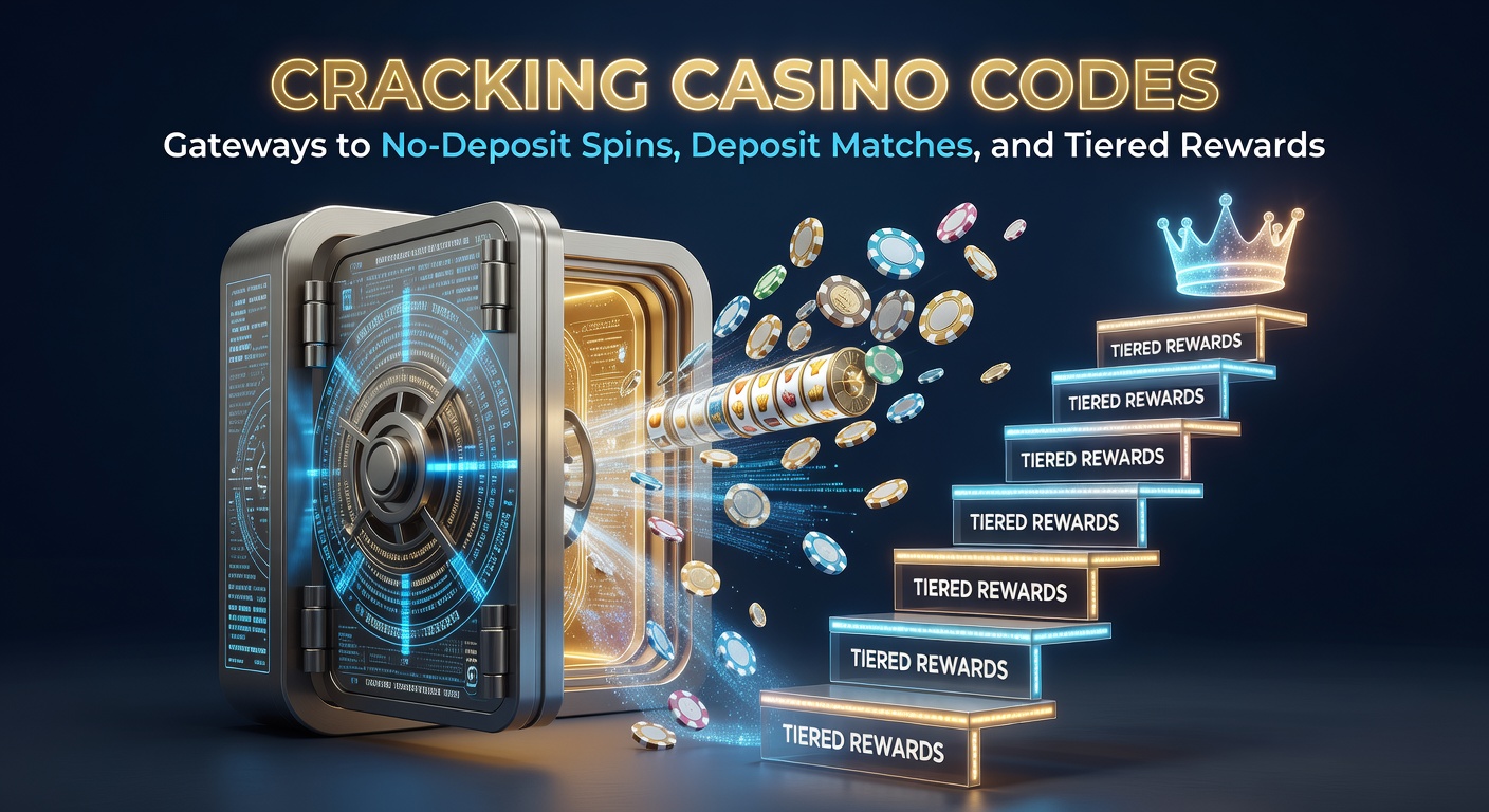 Dynamic graphic of a player entering a promo code on a mobile casino app, with animations showing free spins exploding into deposit multipliers and loyalty points stacking toward elite badges
