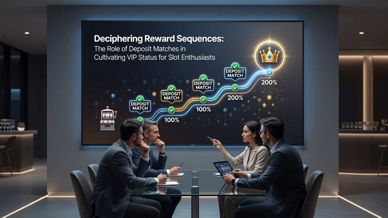 Illustration showing deposit match rewards feeding into VIP tier progression for slot players