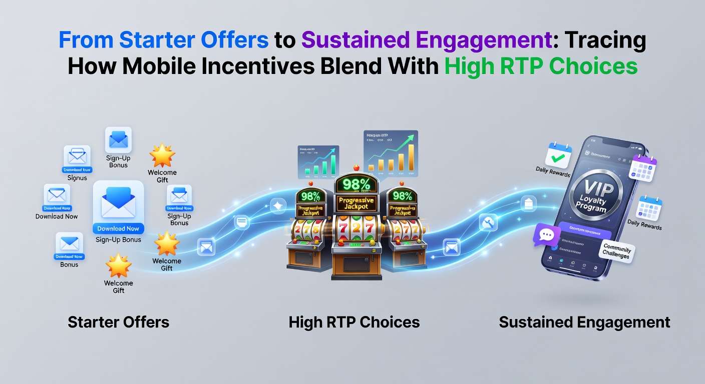 Loyalty tier progression chart overlaid on mobile device displaying RTP statistics and reward accumulation