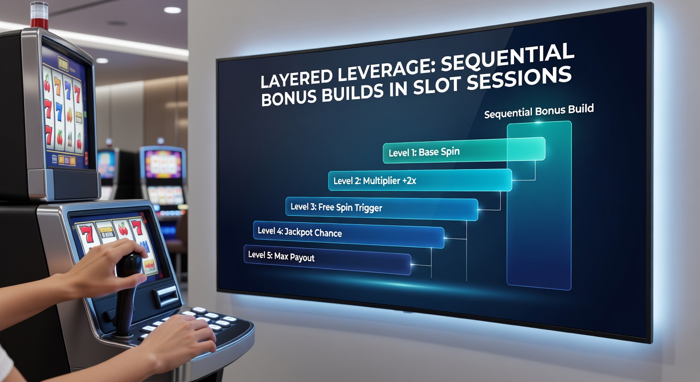 Dynamic slot interface showing a multi-layered bonus progression with stacking multipliers, retrigger notifications, and jackpot meters filling sequentially
