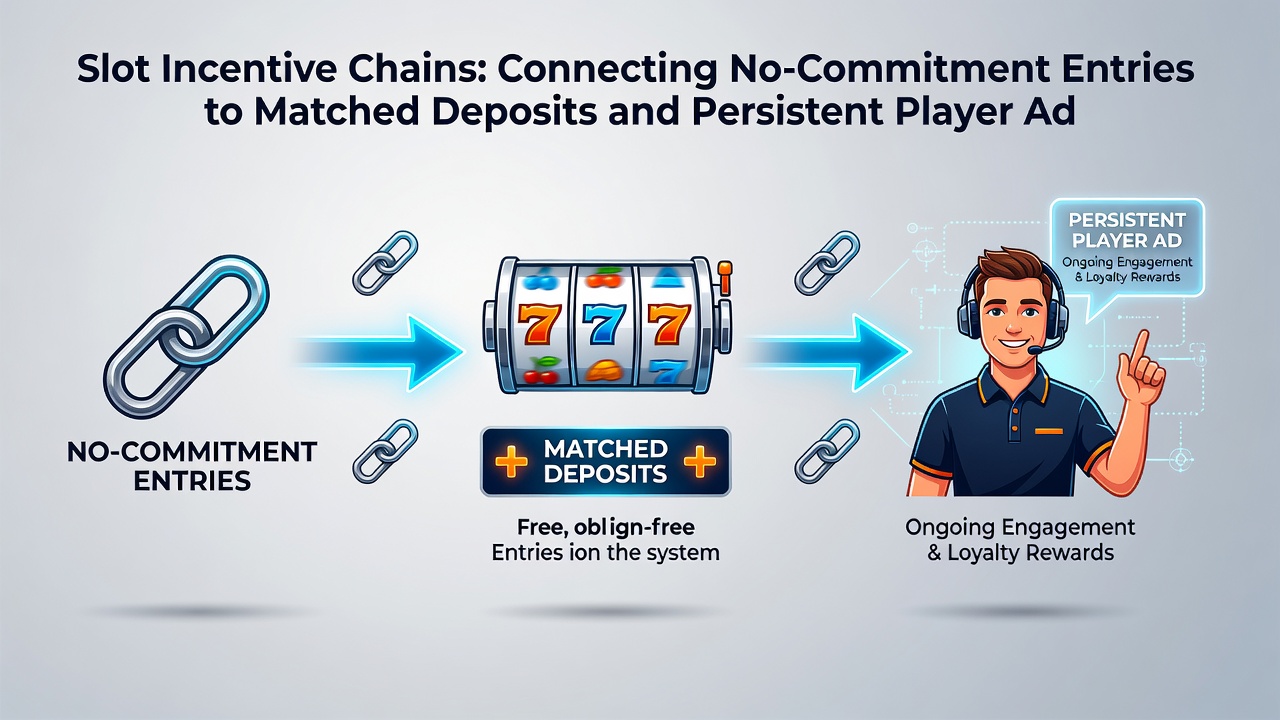 Infographic depicting matched deposit flows and loyalty point accumulation in slot chains
