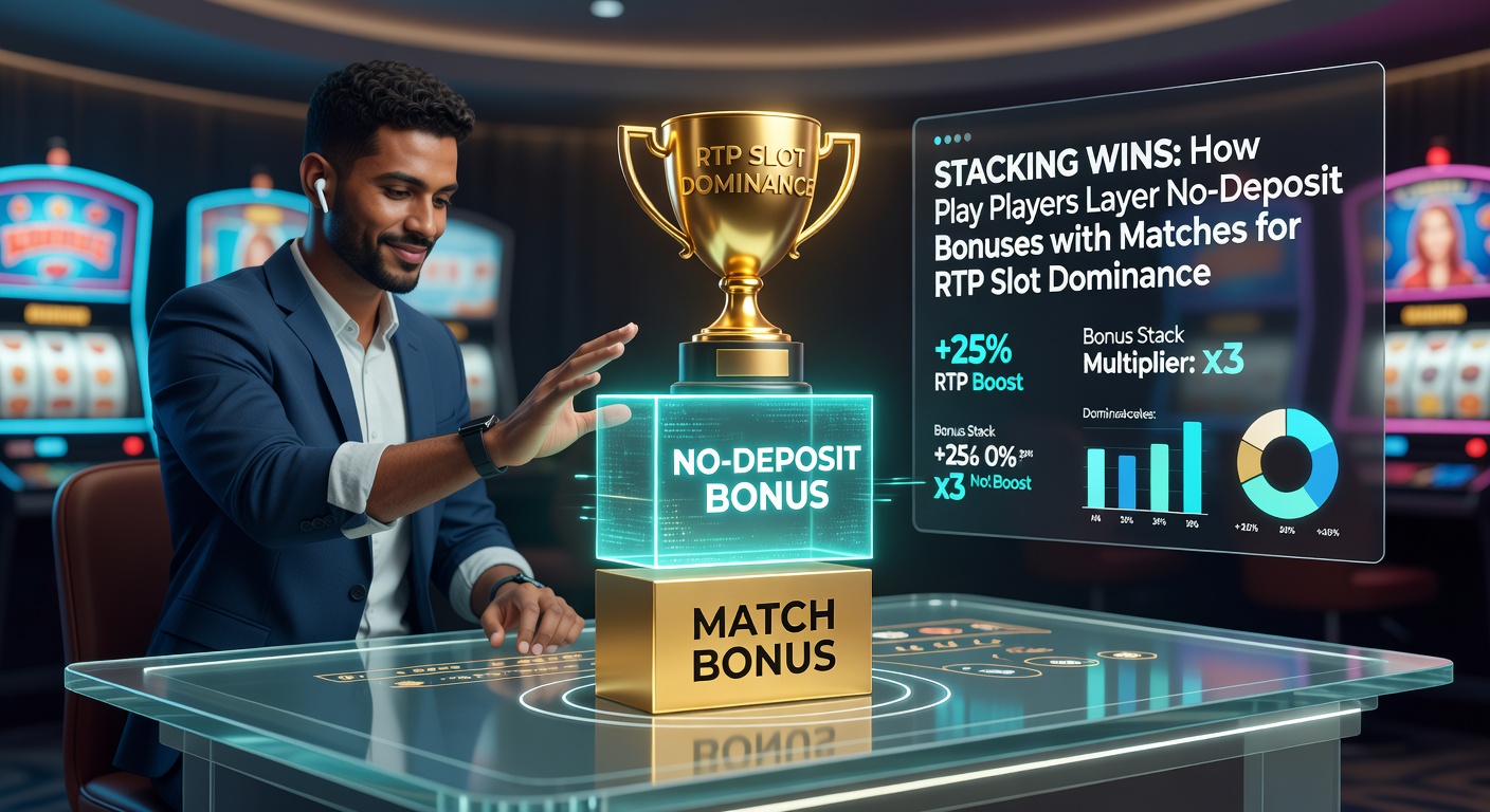 Visual breakdown of bonus stacking flowchart, from no-deposit entry to RTP slot wins via deposit matches