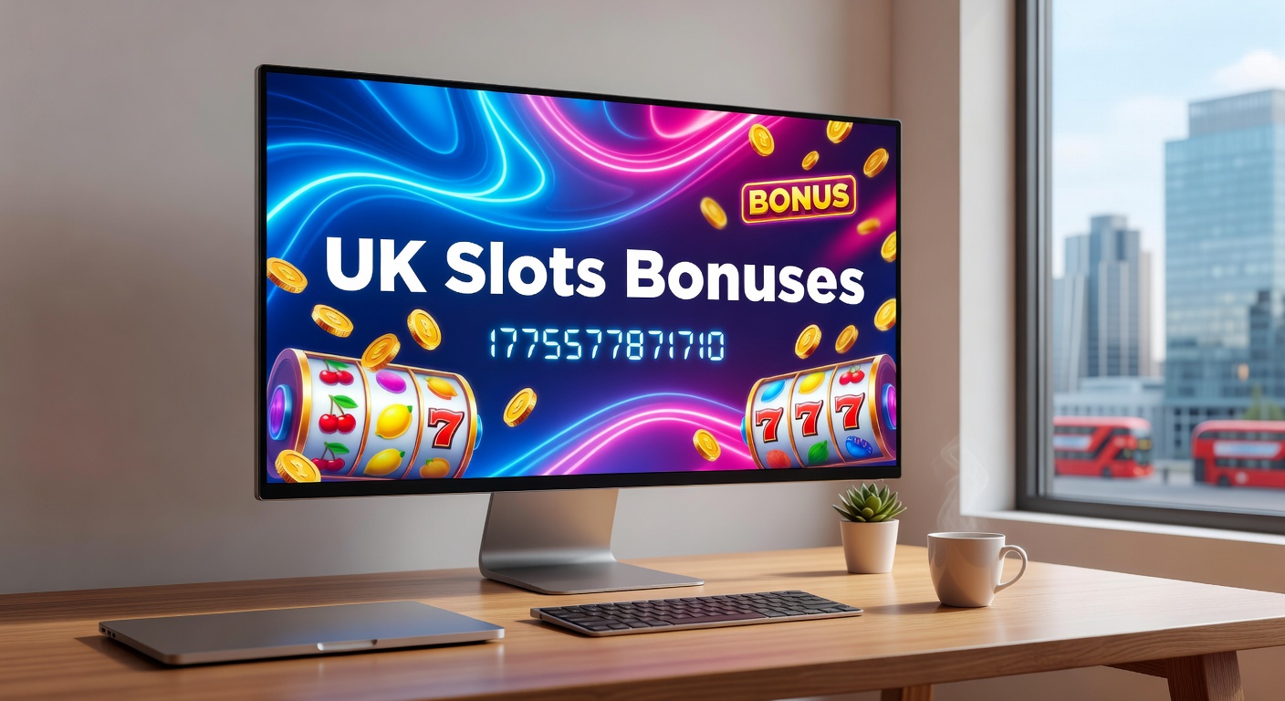 Vibrant slot machine reels spinning with bonus symbols exploding in colorful lights, capturing the excitement of UK slots promotions