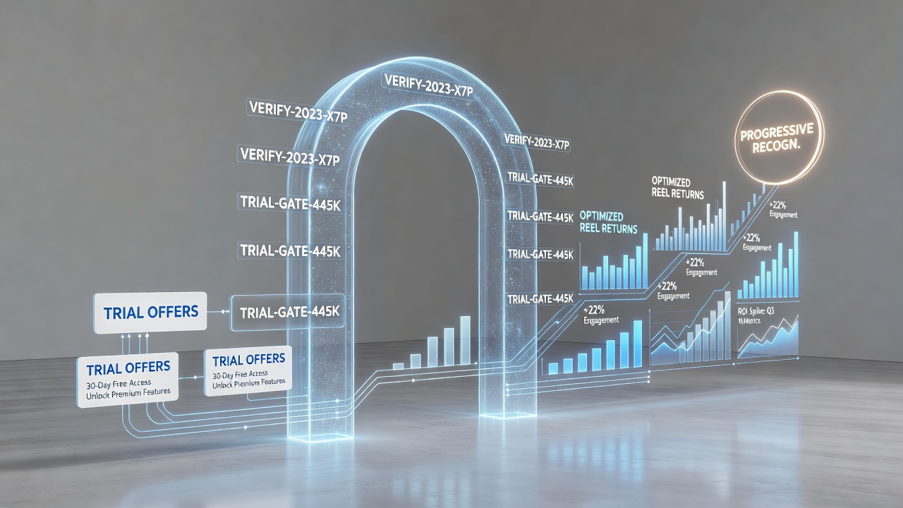 Mobile interface showing verification code entry leading to reel optimization and loyalty progression