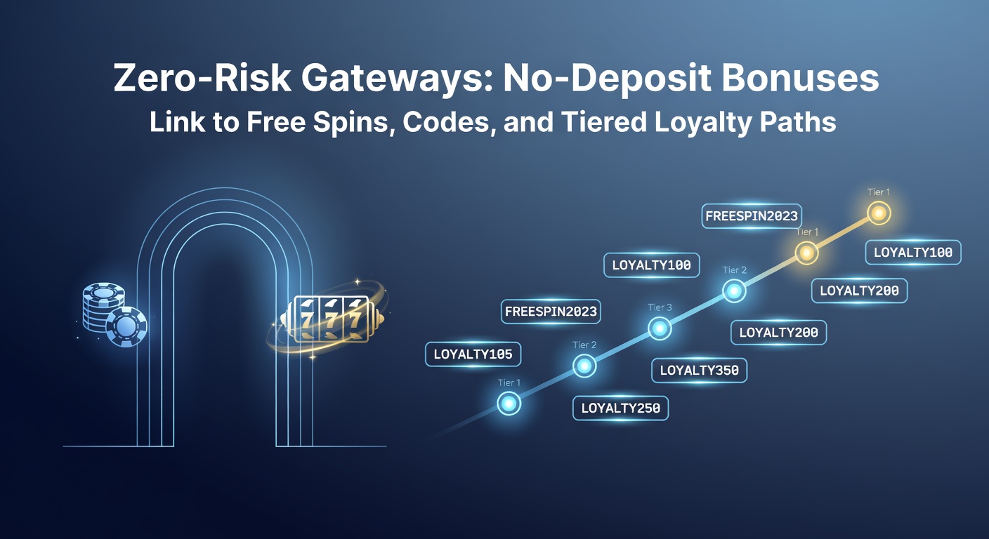 Visual of tiered loyalty pyramid with no-deposit entry at the base, free spins and codes in the middle tiers, and VIP rewards crowning the top against a slot machine backdrop